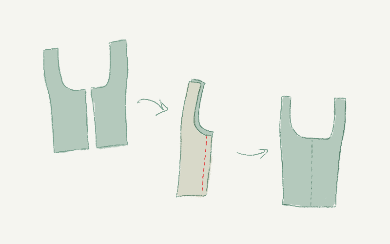 Sew the back inside parts together