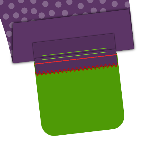 Sew the bottom
pocket bag to the bottom welt Sew the bottom pocket bag to the bottom welt